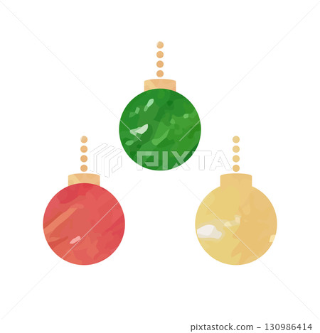 Watercolor hand-drawn style Christmas balls and ornaments vector illustration Watercolor hand-drawn style Christmas balls and ornaments vector illustration 130986414