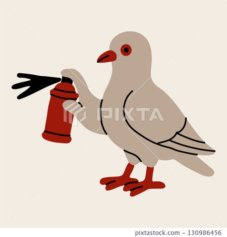 Pigeon Artist with Spray Paint in Creative Design 130986456