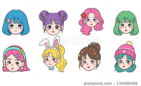 Diverse Anime Girl Heads Diverse Anime Girl Heads 130986486