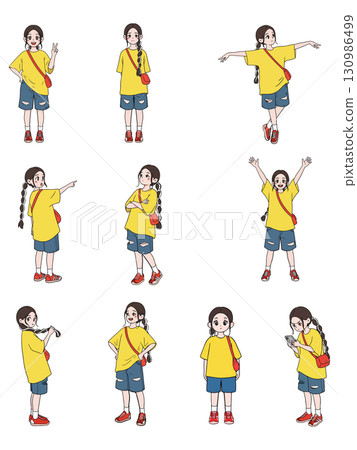 Girl in Various Poses 130986499