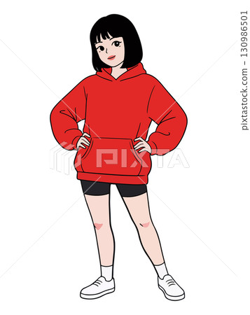 Girl in Red Hoodie 130986501