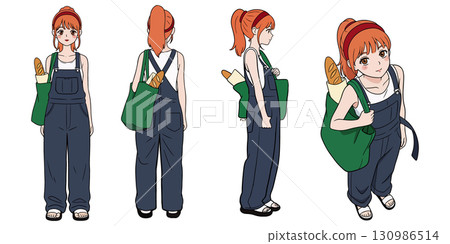 Girl with Baguette in Tote Bag Girl with Baguette in Tote Bag 130986514