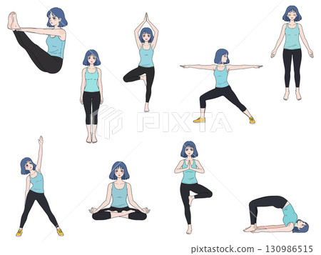 Yoga Poses Illustration Yoga Poses Illustration 130986515