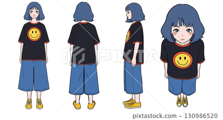 Anime Girl with Smiley Face T-Shirt Anime Girl with Smiley Face T-Shirt 130986520