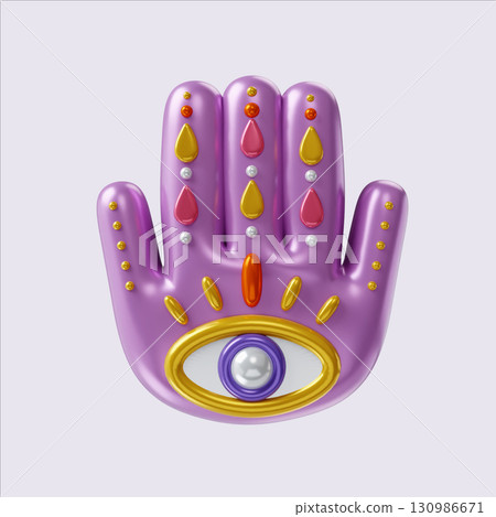 Diwali celebration symbolizing protection and positivity with decorative hand. 3D render illustration Diwali celebration symbolizing protection and positivity with decorative hand. 3D render illustration 130986671
