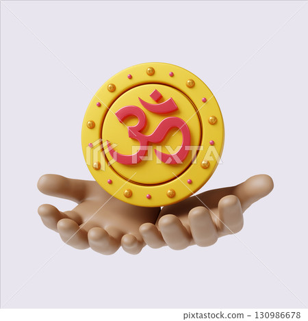 Diwali coin symbol representing prosperity and good fortune. 3D render illustration 130986678