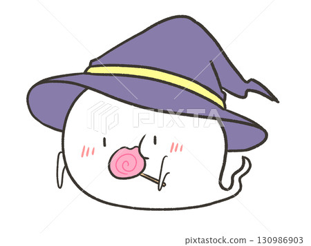 Ghost wearing a witch's hat 130986903