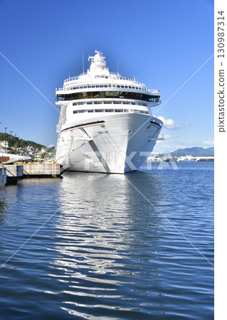 Autumn photo of the cruise ship Asuka III calling at Hakodate Port in Hakodate, Hokkaido 130987314
