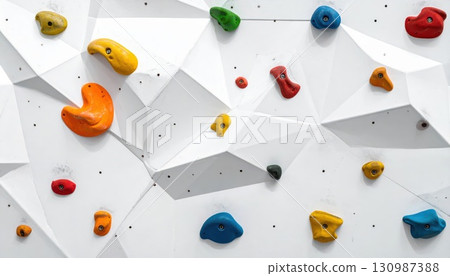 [AI 圖片] 白色的抱石牆，色彩繽紛 130987388