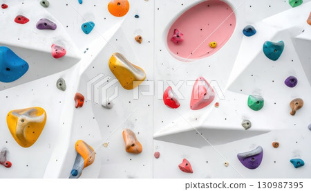 [AI 圖片] 白色的抱石牆，色彩繽紛 130987395