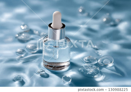 Clear Serum Bottle with Dropper and Water Bubbles 130988225