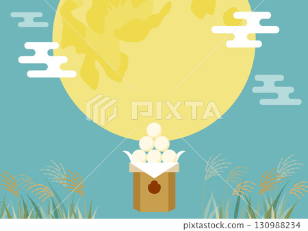 賞月背景_大月亮和賞月餃子 130988234