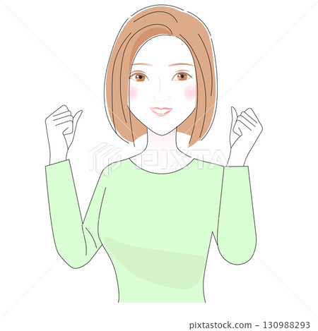 A woman doing her best with a fist pump 130988293