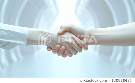 AI Image: Close-up of hands shaking 130988455