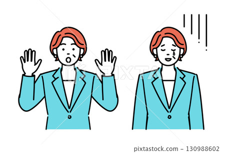 Simple illustration set of adult business woman 130988602
