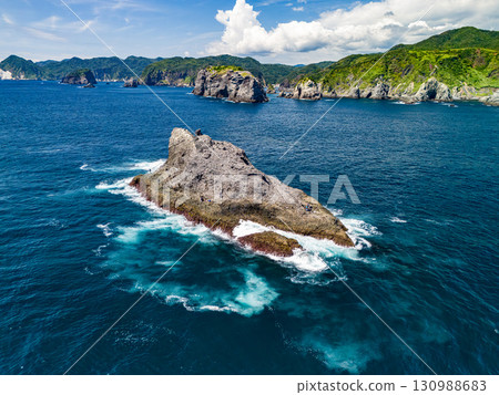 The offshore rocks off Nakagi, where Hirizo Beach is located. It is one of the best rock fishing spots in Japan. Hirizo Beach, Nakagi, Minamiizu Town, Izu Peninsula, Shizuoka 130988683