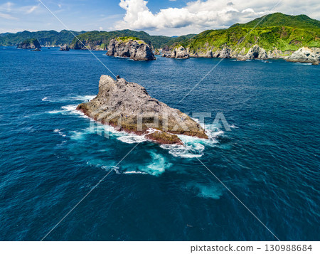 The offshore rocks off Nakagi, where Hirizo Beach is located. It is one of the best rock fishing spots in Japan. Hirizo Beach, Nakagi, Minamiizu Town, Izu Peninsula, Shizuoka 130988684