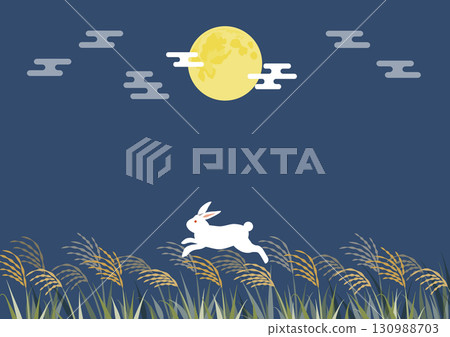 Moon viewing background_Running rabbit 130988703