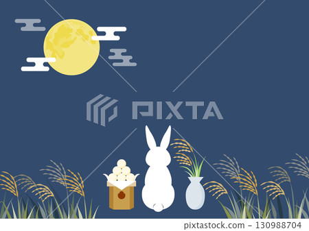 觀月背景_背後的兔子 觀月背景_背後的兔子 130988704