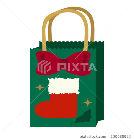 帶有紅色絲帶和襪子的聖誕禮物袋插圖 帶有紅色絲帶和襪子的聖誕禮物袋插圖 130988933