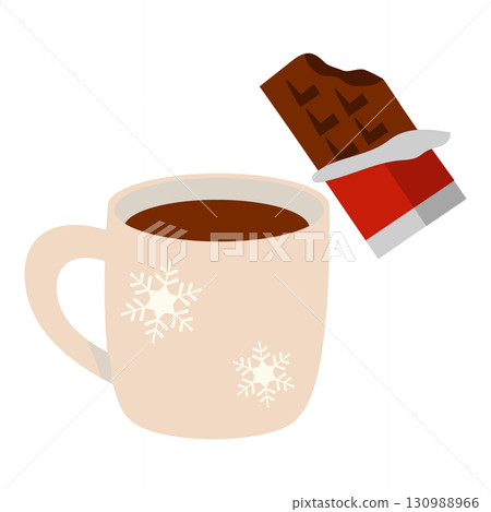 雪花圖案杯子和巧克力插圖 雪花圖案杯子和巧克力插圖 130988966