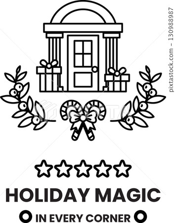 A black and white image of a house with a door and a window 130988987