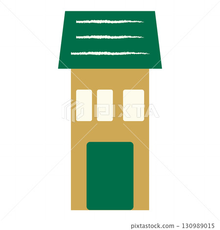 簡單的綠色屋頂房屋插圖 130989015