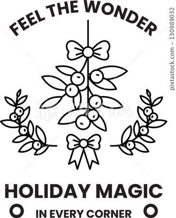 A black and white image of a wreath with a bow A black and white image of a wreath with a bow 130989032