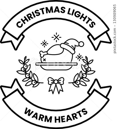 A black and white Christmas light banner with a turkey on it A black and white Christmas light banner with a turkey on it 130989065