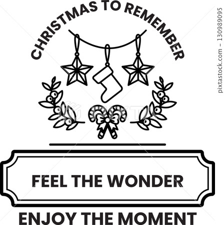 A black and white Christmas to Remember poster with a wreath and stars A black and white Christmas to Remember poster with a wreath and stars 130989095
