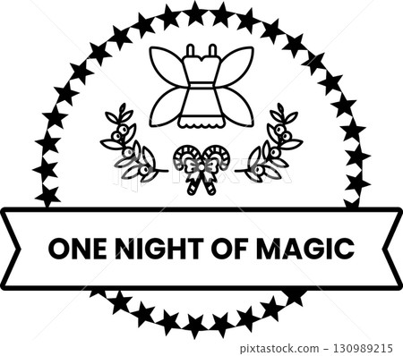 A black and white logo for a One Night of Magic event 130989215