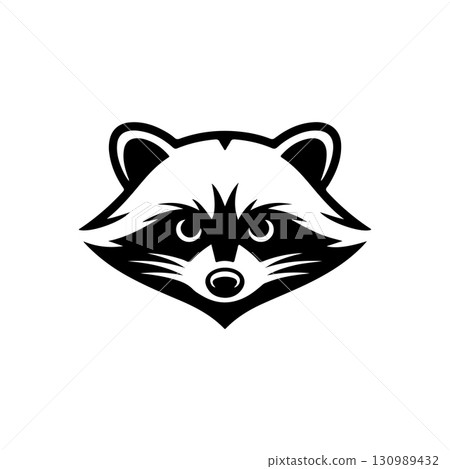 Illustration of racoon head. Design element for logo, label, sign. Vector illustration 130989432