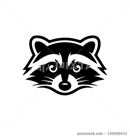Illustration of racoon head. Design element for logo, label, sign. Vector illustration 130989433