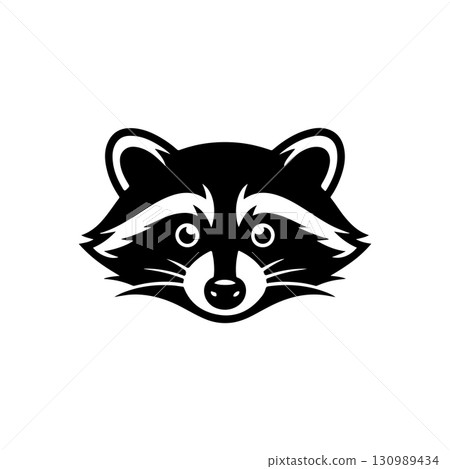Illustration of racoon head. Design element for logo, label, sign. Vector illustration 130989434