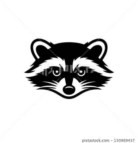 Illustration of racoon head. Design element for logo, label, sign. Vector illustration 130989437