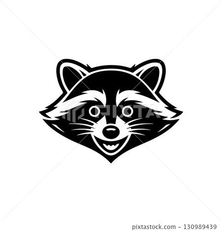 Illustration of racoon head. Design element for logo, label, sign. Vector illustration 130989439