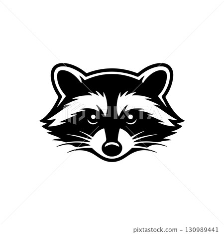Illustration of racoon head. Design element for logo, label, sign. Vector illustration Illustration of racoon head. Design element for logo, label, sign. Vector illustration 130989441