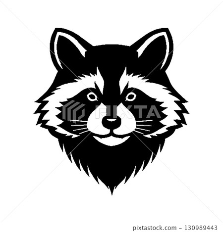 Illustration of racoon head. Design element for logo, label, sign. Vector illustration Illustration of racoon head. Design element for logo, label, sign. Vector illustration 130989443