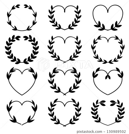 Set of floral wreath in vintage style. Design element for decorations. Vector illustration Set of floral wreath in vintage style. Design element for decorations. Vector illustration 130989502