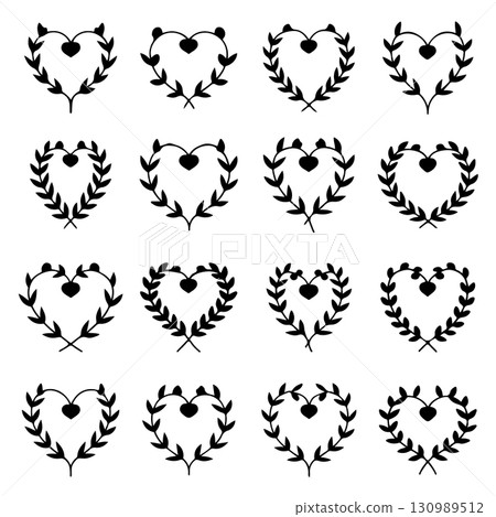 Set of floral wreath in vintage style. Design element for decorations. Vector illustration Set of floral wreath in vintage style. Design element for decorations. Vector illustration 130989512