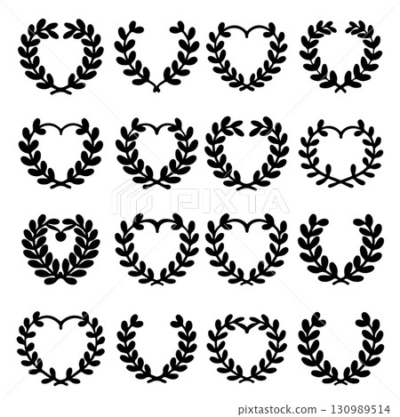 Set of floral wreath in vintage style. Design element for decorations. Vector illustration Set of floral wreath in vintage style. Design element for decorations. Vector illustration 130989514