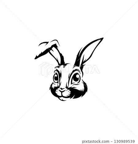 Illustration of rabbit head. Design element for logo, label, sign. Vector illustration 130989539