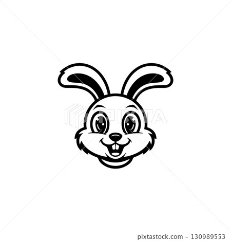 Illustration of rabbit head. Design element for logo, label, sign. Vector illustration 130989553
