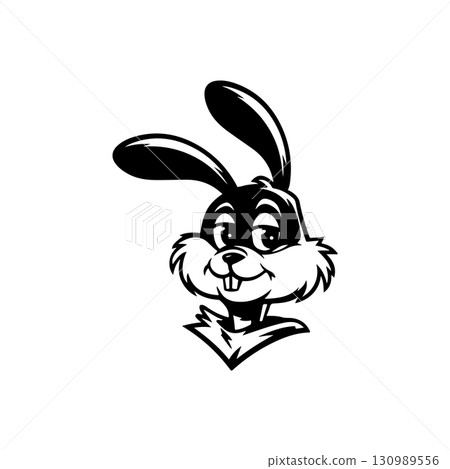 Illustration of rabbit head. Design element for logo, label, sign. Vector illustration 130989556