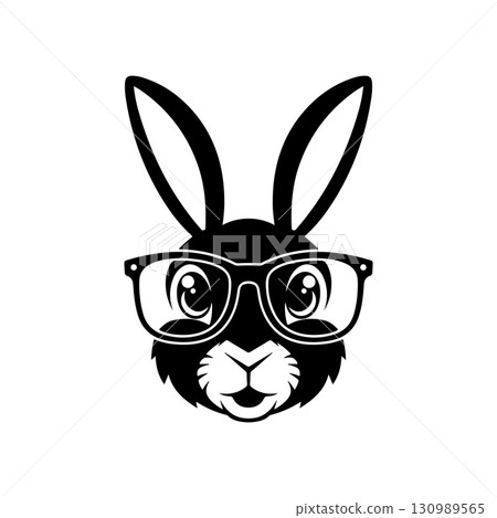 Illustration of rabbit head. Design element for logo, label, sign. Vector illustration Illustration of rabbit head. Design element for logo, label, sign. Vector illustration 130989565