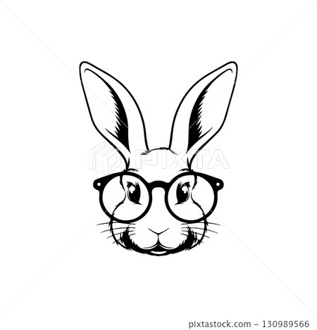 Illustration of rabbit head. Design element for logo, label, sign. Vector illustration Illustration of rabbit head. Design element for logo, label, sign. Vector illustration 130989566
