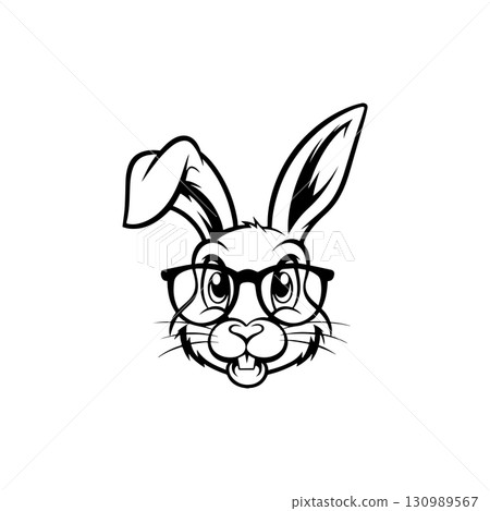 Illustration of rabbit head. Design element for logo, label, sign. Vector illustration Illustration of rabbit head. Design element for logo, label, sign. Vector illustration 130989567