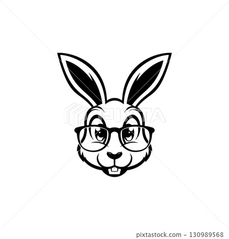 Illustration of rabbit head. Design element for logo, label, sign. Vector illustration Illustration of rabbit head. Design element for logo, label, sign. Vector illustration 130989568