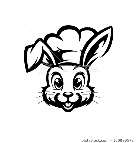 Illustration of rabbit head. Design element for logo, label, sign. Vector illustration 130989572