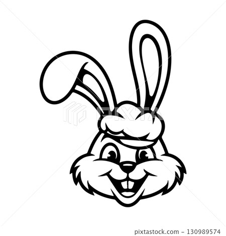 Illustration of rabbit head. Design element for logo, label, sign. Vector illustration 130989574